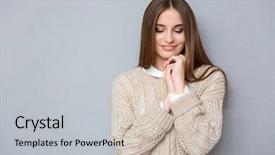  Presentation with pretty girl - PPT theme enhanced with beautiful young sweet shy background and a light gray colored foreground