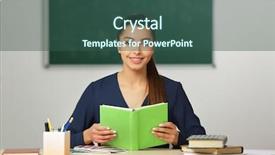  Presentation with teacher - Theme consisting of beautiful young teacher sitting background and a ocean colored foreground
