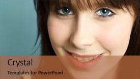  Presentation with teeth - Slide deck featuring beautiful young teenager with braces background and a red colored foreground