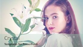  Presentation with pink perfume - Cool new presentation design with beautiful-young-tender-girl backdrop and a mint green colored foreground