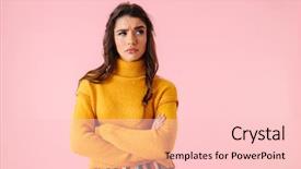  Presentation with young woman wearing boxer gloves - Amazing slide deck having beautiful young upset woman wearing backdrop and a lemonade colored foreground