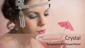  Presentation with 1920s - Presentation design featuring beautiful young vintage 1920s woman background and a coral colored foreground
