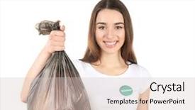 Presentation with social volunteer work - Amazing slide deck having beautiful young volunteer with garbage backdrop and a lemonade colored foreground