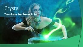  Presentation with black magic - Slide deck featuring beautiful-young-witch background and a  colored foreground