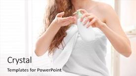  Presentation with cream - Presentation design featuring beautiful young woman after bath background and a light gray colored foreground