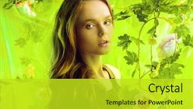  Presentation with tropical flowers - Presentation design consisting of beautiful young woman among tropical background and a  colored foreground