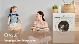  Presentation with woman child - Amazing PPT theme having beautiful-young-woman-and-child backdrop and a coral colored foreground