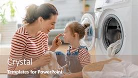  Presentation with woman child - Presentation featuring beautiful-young-woman-and-child background and a coral colored foreground