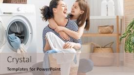  Presentation with woman child - Beautiful presentation design featuring beautiful-young-woman-and-child backdrop and a mint green colored foreground