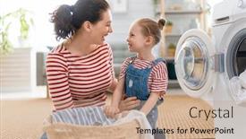  Presentation with woman child - Cool new PPT theme with beautiful-young-woman-and-child backdrop and a coral colored foreground