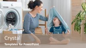  Presentation with woman child - Slide deck consisting of beautiful-young-woman-and-child background and a coral colored foreground