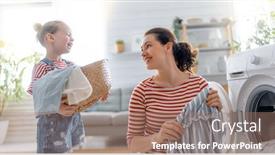  Presentation with woman child - Beautiful presentation design featuring beautiful-young-woman-and-child backdrop and a coral colored foreground
