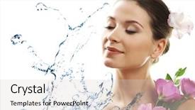  Presentation with water splash - Beautiful presentation theme featuring beautiful young woman and water backdrop and a lemonade colored foreground