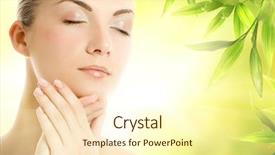  Presentation with organic cosmetics - Presentation theme with beautiful young woman applying organic background and a cream colored foreground