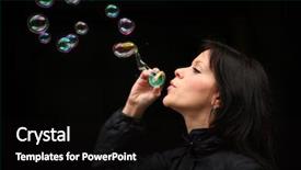  Presentation with young man and a woman - PPT theme featuring beautiful young woman blowing bubbles background and a  colored foreground