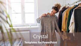  Presentation with clothes - PPT theme consisting of beautiful-young-woman-choosing-clothes background and a violet colored foreground