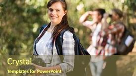  Presentation with mountain climbing - Audience pleasing presentation consisting of beautiful young woman climbing mountain backdrop and a tawny brown colored foreground