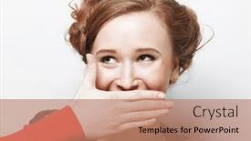  Presentation with well - Slide deck having beautiful-young-woman-covers background and a coral colored foreground