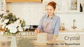  Presentation with blogger - Amazing presentation design having beautiful-young-woman-decorates backdrop and a soft green colored foreground