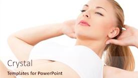  Presentation with fitness - PPT theme enhanced with beautiful-young-woman-doing-fitness background and a cream colored foreground