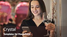  Presentation with wine read - Cool new presentation with beautiful young woman drink wine and read a message from your smartphone backdrop and a tawny brown colored foreground