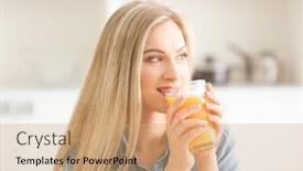  Presentation with juice - PPT theme enhanced with beautiful-young-woman-drinking-fresh background and a  colored foreground
