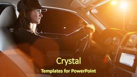  Presentation with driving - Presentation enhanced with beautiful young woman driving car background and a tawny brown colored foreground