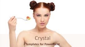  Presentation with eat - Amazing presentation theme having beautiful young woman eat tasty cake backdrop and a lemonade colored foreground