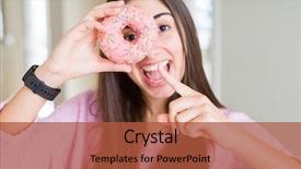  Presentation with eating - Cool new presentation design with beautiful young woman eating pink backdrop and a red colored foreground