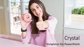  Presentation with abstract beautiful black pink glitter - PPT theme with beautiful young woman eating pink background and a lemonade colored foreground