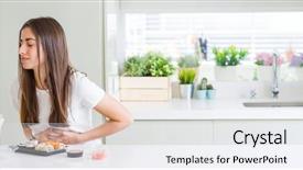  Presentation with wide - Slides enhanced with picture of beautiful young woman background and a white colored foreground