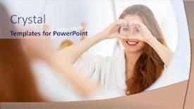  Presentation with mirror reflection - Theme consisting of beautiful-young-woman-enjoying background and a sky blue colored foreground