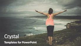  Presentation with freedom - Theme consisting of young woman enjoying the free background and a dark gray colored foreground