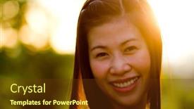  Presentation with summer sun - Amazing PPT theme having beautiful young woman enjoys sun beams at summer park backdrop and a tawny brown colored foreground