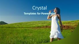  Presentation with smell - PPT theme consisting of beautiful young woman feeling the smell of the nature background and a ocean colored foreground