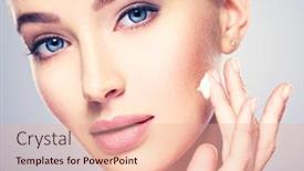  Presentation with skin health - Audience pleasing slide set consisting of beautiful-young-woman-gets-cream backdrop and a lemonade colored foreground