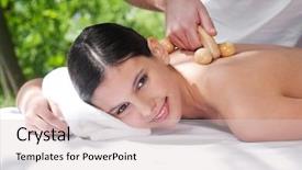  Presentation with massage therapist - Audience pleasing theme consisting of beautiful young woman getting massage by a therapist backdrop and a lemonade colored foreground