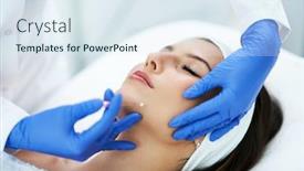  Presentation with beauty salon - Audience pleasing presentation theme consisting of beautiful-young-woman-getting-polydioxanone backdrop and a sky blue colored foreground