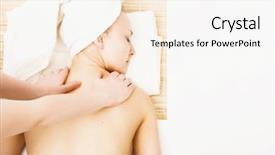  Presentation with beautiful young woman getting face - PPT layouts consisting of young woman getting spa massage background and a white colored foreground