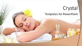  Presentation with young sing woman singing young - Audience pleasing theme consisting of beautiful young woman getting spa backdrop and a white colored foreground