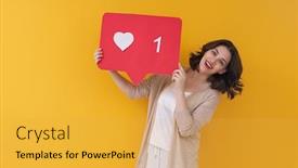  Presentation with beautiful young girl red - Beautiful presentation design featuring beautiful-young-woman-girl backdrop and a yellow colored foreground