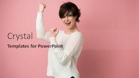  Presentation with winning - Presentation consisting of beautiful-young-woman-happy background and a coral colored foreground