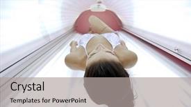  Presentation with beautiful skin - PPT theme featuring beautiful young woman have tanning background and a  colored foreground