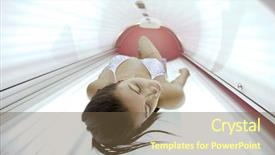  Presentation with beautiful skin - Slide deck enhanced with beautiful young woman have tanning background and a  colored foreground