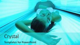  Presentation with beautiful skin and beach - Presentation design with beautiful young woman have tanning background and a  colored foreground