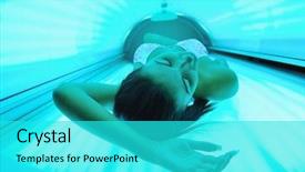  Presentation with beautiful skin and beach - Audience pleasing presentation theme consisting of beautiful young woman have tanning backdrop and a cyan colored foreground