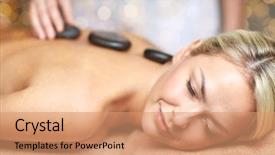  Presentation with spa concept stone - PPT layouts consisting of beautiful young woman having hot background and a coral colored foreground