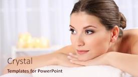  Presentation with spa salon - PPT layouts featuring beautiful young woman having relax in spa salon background and a lemonade colored foreground