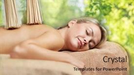  Presentation with green relaxation - Colorful PPT layouts enhanced with beautiful young woman having samurai backdrop and a coral colored foreground