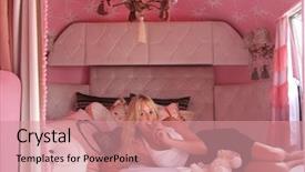  Presentation with tea - Audience pleasing theme consisting of beautiful-young-woman-having-tea backdrop and a coral colored foreground